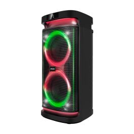 Phoenix Rumbleboss Altavoz Portátil Bluetooth 5.0 de 80W RMS con Micrófonos Karaoke, Luz RGB, Batería Recargable y Radio FM