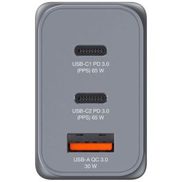Verbatim Gnc-65 Cargador de Pared GAN 65W con 1 Puerto USB-A 3.0 y 2 Puertos USB-C 3.0