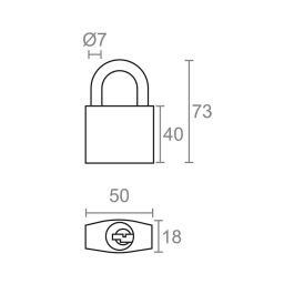 Micel Candado CN17 de arco normal, latón, 50 mm
