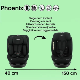 Nania NAN3760425910250 Silla de Coche Isofix PHoeNIX Grupo 0/1/2/3 I-Size Giratoria Reclinable Reductora Negra