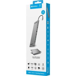 Sandberg USB-C 10-en-1 Estación de Conexión con HDMI, VGA, Ethernet, Lector Tarjetas y USB-C PD 100W