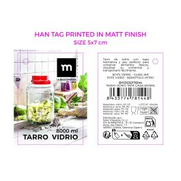 La Mediterranea Tarro de Vidrio con Tapa y Asa 8 Litros (4 Unidades)