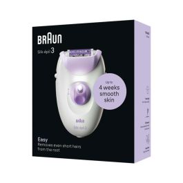 Braun 3-000 Epiladora Silk-épil 3 con 20 Pinzas MicroGrip, Luz Integrada, 2 Velocidades y Alimentación por Corriente Alterna Púrpura Blanco
