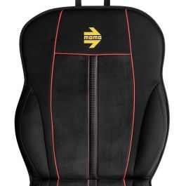 Momo Respaldo de Asiento MOMLSCU45BK Universal Coche Negro-Rojo con Espuma Acolchada Duradero Fácil de Limpiar