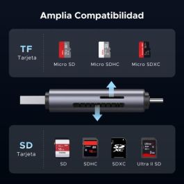 Ugreen 50706 Lector de tarjetas USB 3.0 y USB-C 2 en 1 para SD/Micro SD de hasta 5Gbps Color Plata