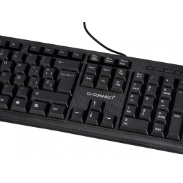 Q-connect Set Teclado y Ratón con Cable, USB, Color Negro