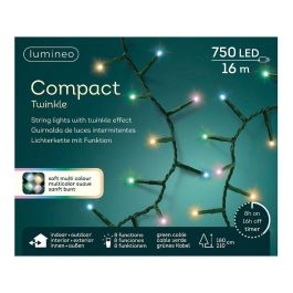 Lumineo Guirnalda LED Compact Twinkle 750 LEDs Multicolor Pastel 16m Exterior 8 Funciones IP44 Temporizador