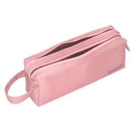 Estuche Portatodo Liderpapel Classic Rectangular Con Asa 2 Cremalleras 210 X80 mm Rosa