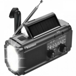 Sunstech Radio Portátil RPE25BK Negra AM/FM, Linterna LED, Alarma SOS, Power Bank, Carga Solar y Manivela, 2000 mAh, Ideal Camping Precio: 31.50000018. SKU: B1DBEMT7DQ