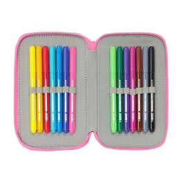 Plumier Triple Gabby's Dollhouse Confetti Rosa Turquesa 12,5 x 19,5 x 5,5 cm 37 Piezas