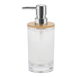 Andrea House Dispensador de jabón para baño acrílico y bambú, 250 ml