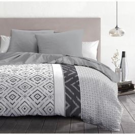 Juego nórdico de microfibra ETHNO - 1 funda nórdica 220 x 240 cm + 2 fundas de almohada 63 x 63 cm - Gris Juego nórdico de microfibra ETHNO - 1 funda nórdica 220 x 240 cm + 2 fundas de almohada 63 x 63 cm - Gris
