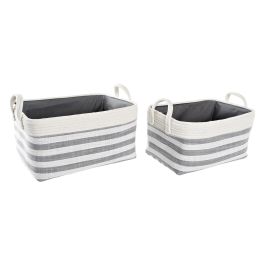 DKD Home Decor Cesta Basicos Gris Blanco Algodon Set de 2 Piezas 30 x 23 x 40 cm Precio: 28.49999999. SKU: B12QZD7SYA