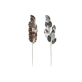 DKD Home Decor Rama de Navidad Moderna Decorativa Champán Plateado PVC y Metal con Hojas 5x77x20 cm (24 Unidades)