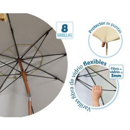 Atosa Sombrilla de Playa de Aluminio con UPF 50+, Orientable, 180 cm, Beige