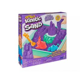Spin Master 6067477 Kinetic Sand Caja de Arena Morada con 450gr, Moldes y Herramientas