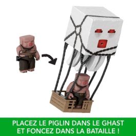 Mattel Jfb69 Figura Ghast con Proyectiles de Ataque Minecraft La Película, Guerrero Piglin 8cm, Luces y Sonidos +6 Años