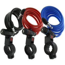 Burg Wachter Cable para candado de bicicleta 1 260 100 Espiral 100 cm 8 mm acero con llave y soporte