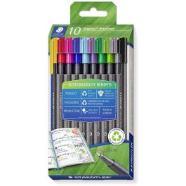 STAEDTLER Fineliner triplus Set 10 unidades, colores surtidos, punta fina 0.3 mm, tinta lavable base agua Precio: 25.4999998. SKU: B12A65QLS4