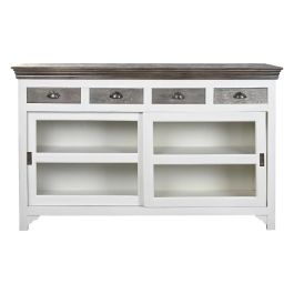 Aparador DKD Home Decor 165 x 45,7 x 105,4 cm Cristal Gris Blanco Marrón oscuro Madera de mango