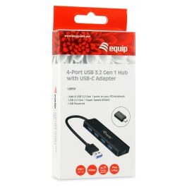 EQUIP HUB USB LIFE A 4 PUERTOS USB 3.2 INCLUYE ADAPTADOR USB-C