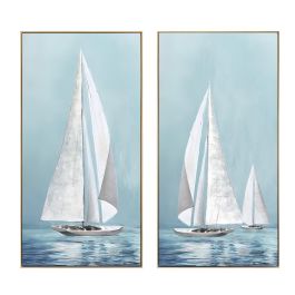 DKD Home Decor Cuadro Mediterraneo Turquesa Blanco Lienzo MDF 2 Unidades 4.5 x 160 x 80 cm Precio: 106.50000009. SKU: B1EAPBVHHN