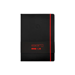 Antartik Cuaderno A4 Negro y Rojo Tapa Dura con Gomilla, 100 Hojas Rayadas 80gr FSC
