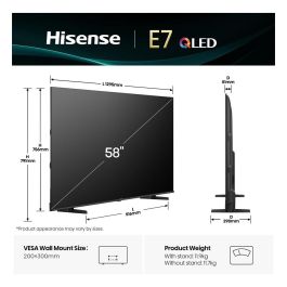 Hisense 58E77Q Smart TV QLED 58" (146 cm) 4K Ultra HD (3840x2160) HDR10+ Dolby Vision VIDAA Alexa 60Hz 3x HDMI 2x USB Wi-Fi LAN WLAN