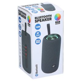 Basics Altavoz Bluetooth RGB 16W, Batería 1200 mAh, USB-C, Asa de Transporte Silicona, 6 LEDs, Ø8 x 16.8 cm