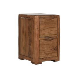 DKD Home Decor Mesita de Noche Alpino de Madera de Acacia Marrón 40x40x60 cm con 2 Cajones