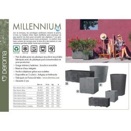 Jardinera Muret - DEROMA - Millennium R - Antracita - Con reserva de agua - Ruedas - 99 cm Jardinera Muret - DEROMA - Millennium R - Antracita - Con reserva de agua - Ruedas - 99 cm