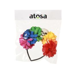 Cinturón de Flores con Calavera Multicolor para Día de los Muertos, Carnaval y Fiestas Temáticas