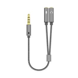 AISENS - CABLE ADAPTADOR AUDIO JACK 3.5 4PINES/M-2XJACK 3.5 3PINES/H, GRIS, 25CM Precio: 1.79000019. SKU: B19QEJCSB6