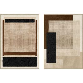 DKD Home Decor Cuadro Decorativo Urban Moderno Lienzo Marrón Negro 4.5 x 143 x 103 cm (Set 2 Unidades)