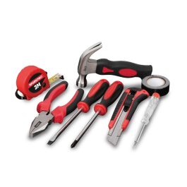 Workpro Juego de Herramientas 8 Piezas con Cutter, Destornilladores, Alicate Universal, Martillo, Cinta Métrica y Comprobador de Corriente