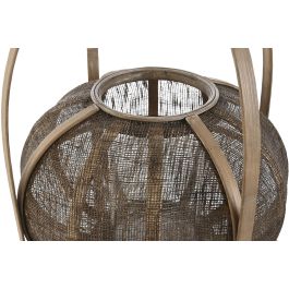 DKD Home Decor Portavela Tropical Marron Bambu Lino 35 x 47 x 35 cm