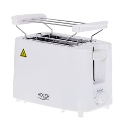 Adler ad 3223 Tostadora 2 ranuras, 900W, Blanca, 6 niveles de potencia, incluye rejilla y bandeja recogemigas, apagado automático Precio: 19.49999942. SKU: B12EXMM3KR