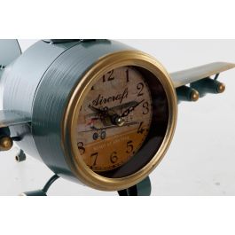 DKD Home Decor Reloj Sobremesa Vintage de Hierro Rojo y Azul, con Diseño Avión, Alto 20.5 cm, Pack 4 Unidades, Pila AA