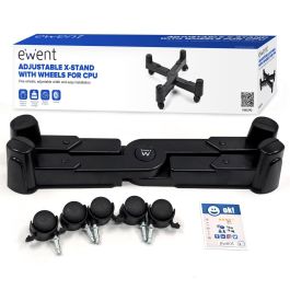 Ewent EW1292 Soporte CPU Plegable con Ruedas para Torre PC Ajustable Universal con Freno - Negro