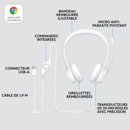 Logitech H390 Auriculares USB-A con Micrófono con Cancelación de Ruido, Cascos de Diadema Acolchados para PC, Videollamadas