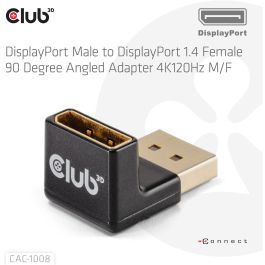 Club 3D CAC-1008 Adaptador DP a DP 1.4 90° Ángulado 4K@120Hz Macho/Hembra Retail