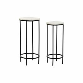 Mesita Auxiliar Moderno DKD Home Decor Negro Blanco 30.5 x 69 x 30.5 cm Set de 2