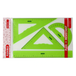 Safta Juego de Reglas Flexible Escuadra Cartabón con 3 Colores Precio: 34.50000037. SKU: S4303946
