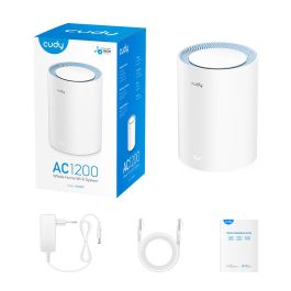 Cudy M1200 1-PACK sistema Wi-Fi Mesh (Wi-Fi en malla) Doble banda (2,4 GHz / 5 GHz) Wi-Fi 5 (802.11ac) Blanco Interno Cudy M1200 1-PACK sistema Wi-Fi Mesh (Wi-Fi en malla) Doble banda (2,4 GHz / 5 GHz) Wi-Fi 5 (802.11ac) Blanco Interno