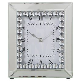 Reloj de Mesa Alexandra House Living Plateado Cristal Brillantes 22 x 26 x 6 cm