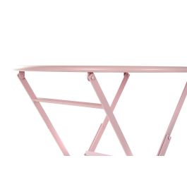 DKD Home Decor Mesa Terraza y Jardin Rosa 60 x 75 x 60 cm Set de 3 Plegable