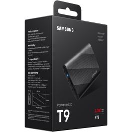 Samsung MU-PG4T0B Portable T9 SSD 4TB USB 3.2 Gen 2 Tipo C 2000MB/s Protección Contraseña Negro
