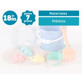 KioKids Set De Cubo De Playa Azul Para Bebés Con 7 Piezas En Polipropileno Y Trigo