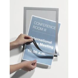 Durable Marco Porta Anuncios DIN A4 Adhesivo Magnético Plata Pack 2 Unidades