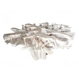 DKD Home Decor Mesa Comedor Balines Indonesia 1c24 Blanco Raíz de Teca 160x160x76 cm